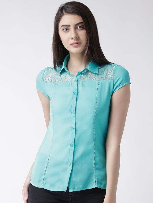 floral lace panel shirt - 15066975 - Very Small Image - 1