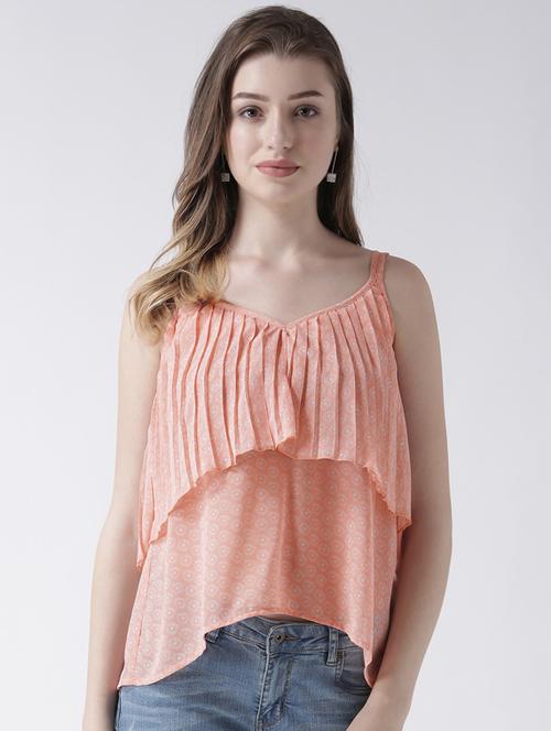 orange printed layered top - 15066996 - Very Small Image - 1