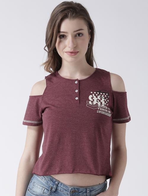 cold shoulder crop top - 15067043 - Very Small Image - 1