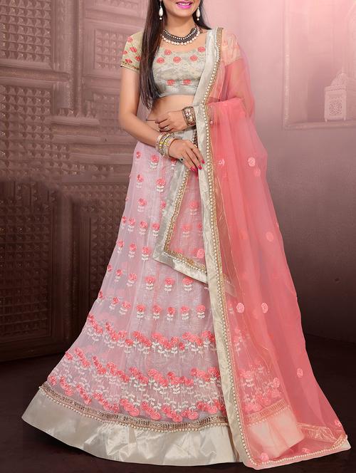 off white net a-line lehenga - 15067295 - Very Small Image - 1