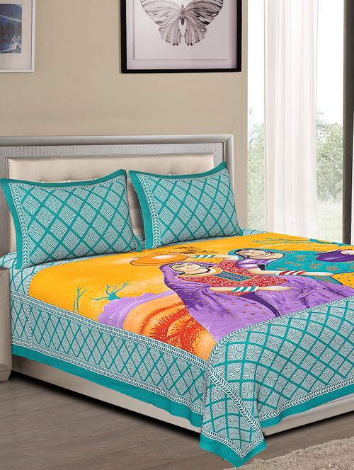 cotton jaipuri traditional double bedsheet with 2 pillow cover - 15067324 - Very Small Image - 1