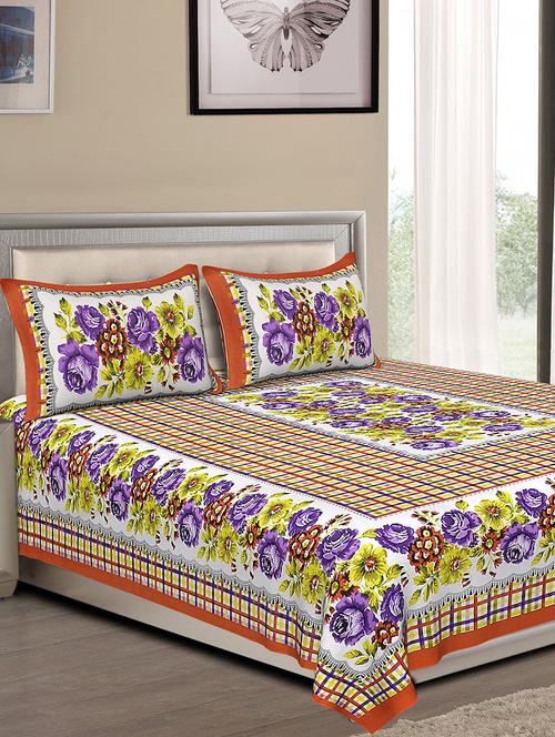 cotton jaipuri traditional double bedsheet with 2 pillow cover - 15067332 - Very Small Image - 1