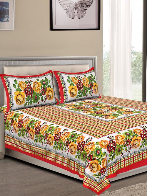 cotton jaipuri traditional double bedsheet with 2 pillow cover - 15067333 - Very Small Image - 1