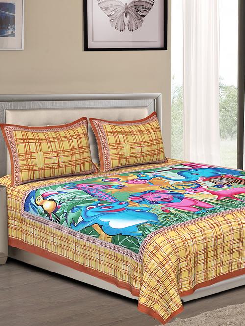 cotton jaipuri traditional double bedsheet with 2 pillow covers - 15067346 - Very Small Image - 1