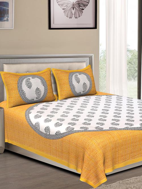 cotton jaipuri traditional double bedsheet with 2 pillow covers - 15067352 - Very Small Image - 1