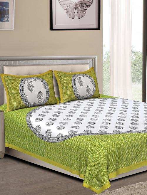 cotton jaipuri traditional double bedsheet with 2 pillow covers - 15067353 - Very Small Image - 1