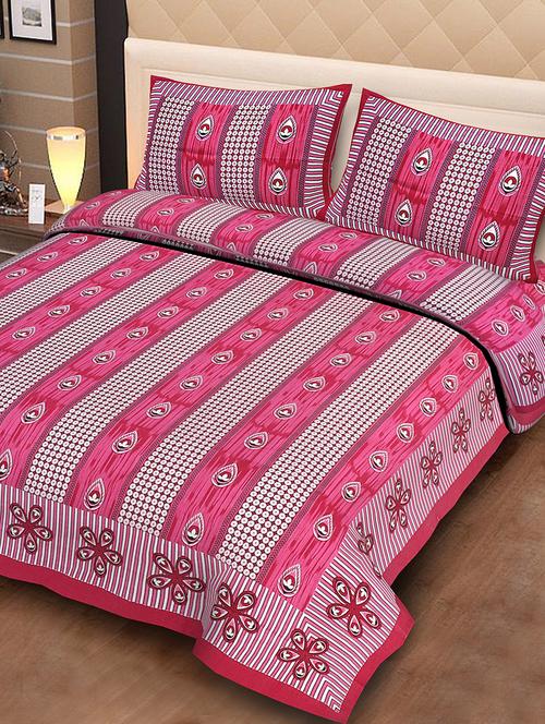 cotton jaipuri traditional double bedsheet with 2 pillow covers - 15067376 - Very Small Image - 1