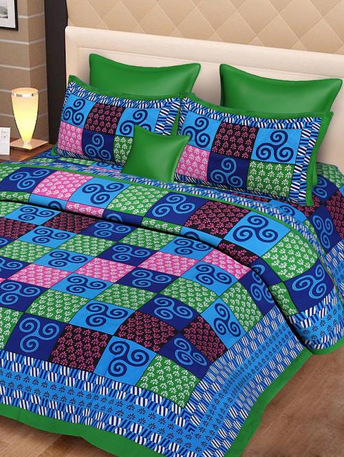 cotton jaipuri traditional double bedsheet with 2 pillow covers - 15067382 - Very Small Image - 1