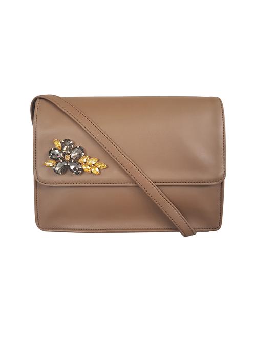 brown leatherette regular sling bag - 15067503 - Very Small Image - 1