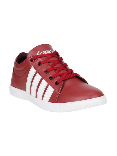red synthetic lace up sneakers - 15068745 - Very Small Image - 1