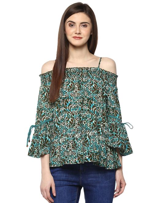 blue printed viscose top - 15070253 - Very Small Image - 1