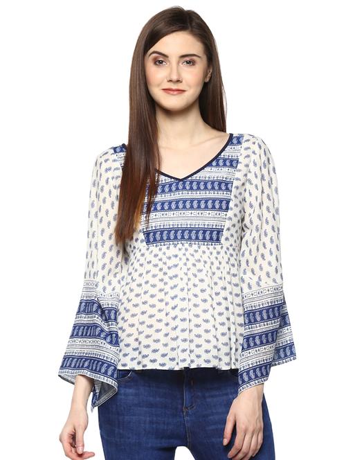 blue printed viscose top - 15070258 - Very Small Image - 1