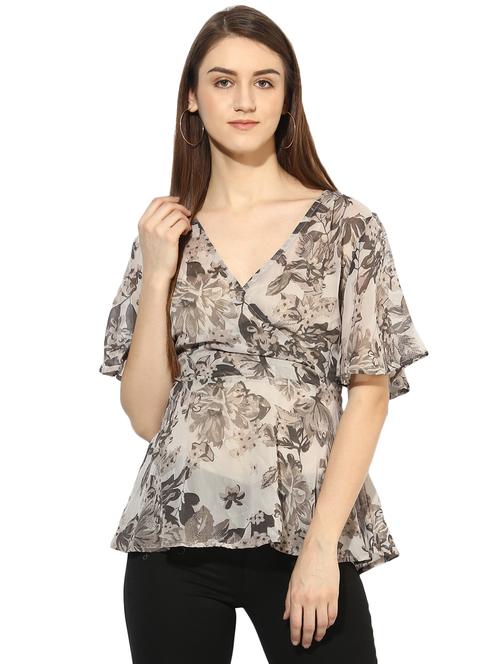 bell sleeved tie knot back top - 15070578 - Very Small Image - 1