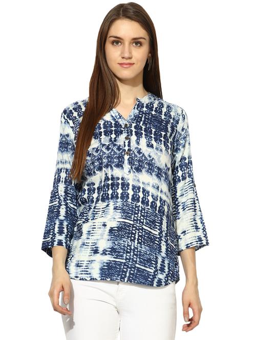 blue rayon tie and dye top - 15070583 - Very Small Image - 1