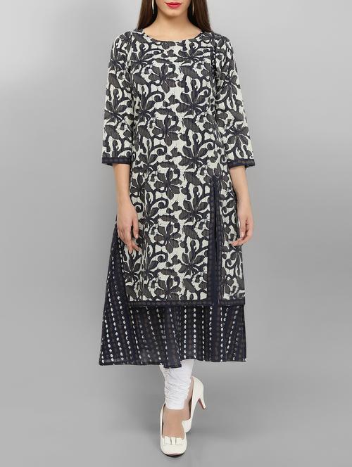 black cotton layered kurta - 15071057 - Very Small Image - 1