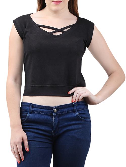 black solid crop top - 15071163 - Very Small Image - 1