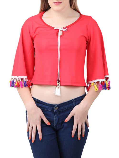 red solid crop top - 15071167 - Very Small Image - 1