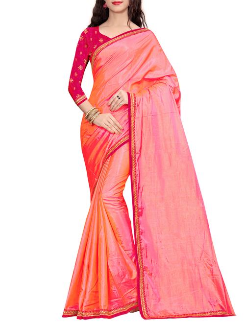 peach silk bordered saree with blouse - 15071209 - Very Small Image - 1