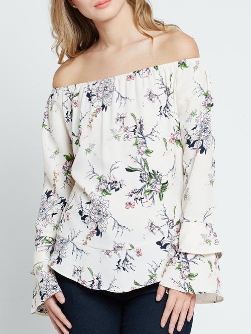 layered bell sleeved off shoulder top - 15071436 - Very Small Image - 1