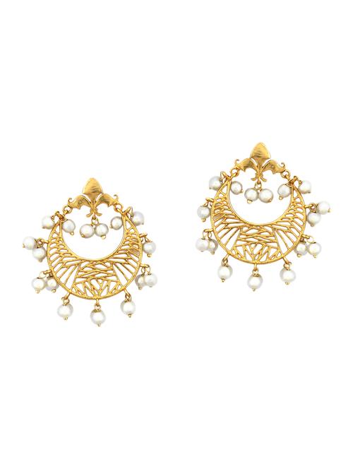 white gold tone pearl inspired earrings - 15071693 - Very Small Image - 1