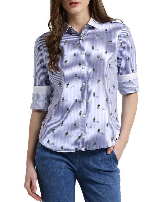 light blue striped rayon shirt - 15071767 - Very Small Image - 1