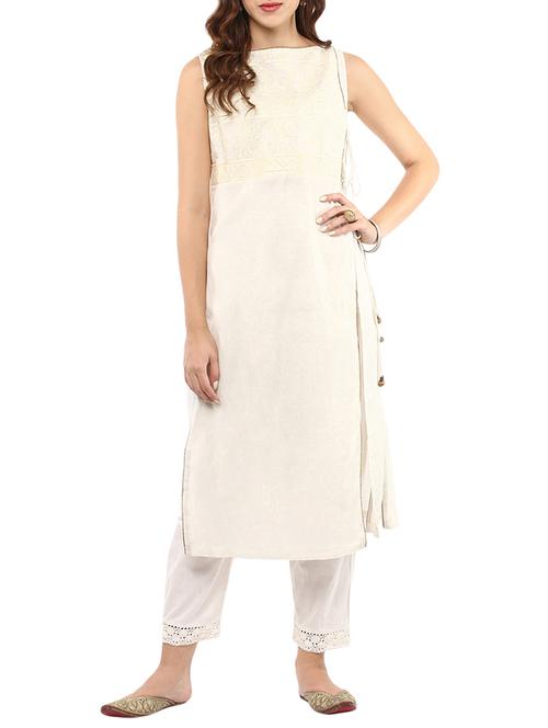 beige silk kurta palazzo set - 15072442 - Very Small Image - 1