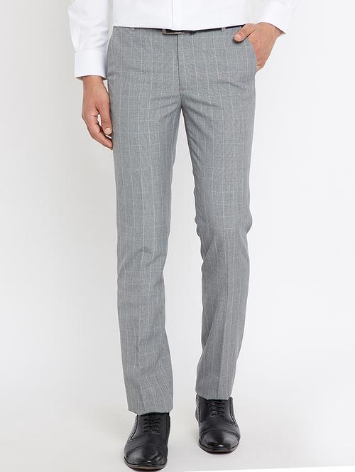 grey polyester blend flat front formal trouser - 15072925 - Very Small Image - 1