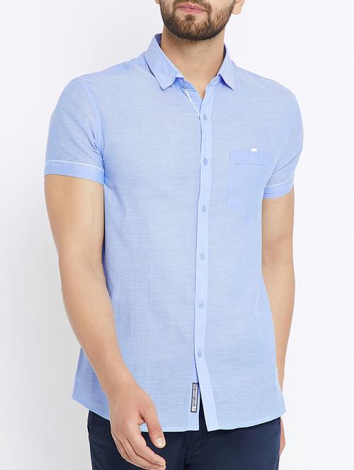 light blue cotton casual shirt - 15072938 - Very Small Image - 1