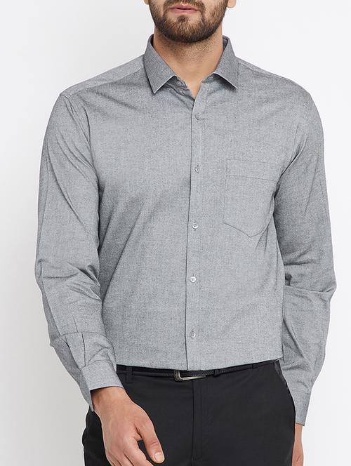 grey cotton formal shirt - 15072958 - Very Small Image - 1