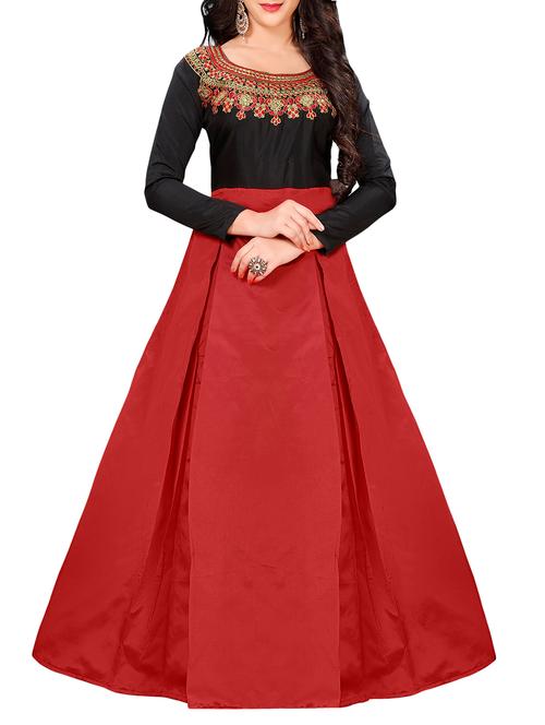 black embroidered flared gown - 15073074 - Very Small Image - 1