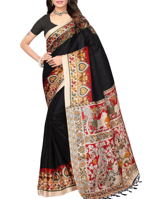 black khadi bordered saree with blouse - 15073115 - Very Small Image - 1