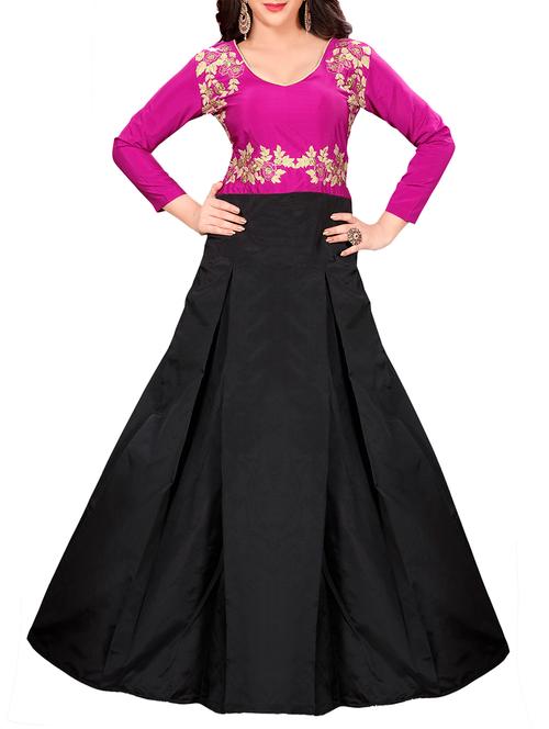 pink embroidered flared gown - 15073144 - Very Small Image - 1