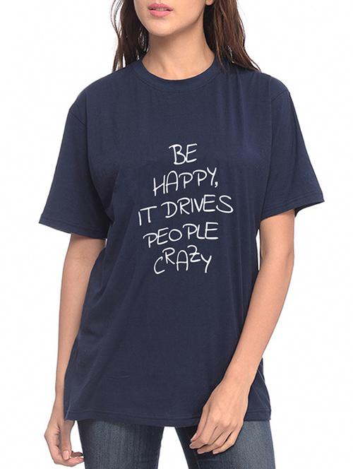 navy blue cotton quirky text tee - 15073695 - Very Small Image - 1