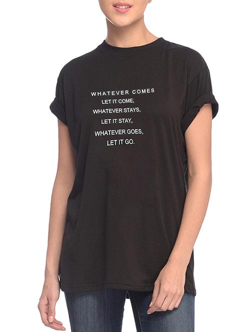 black cotton quirky text tee - 15073697 - Very Small Image - 1