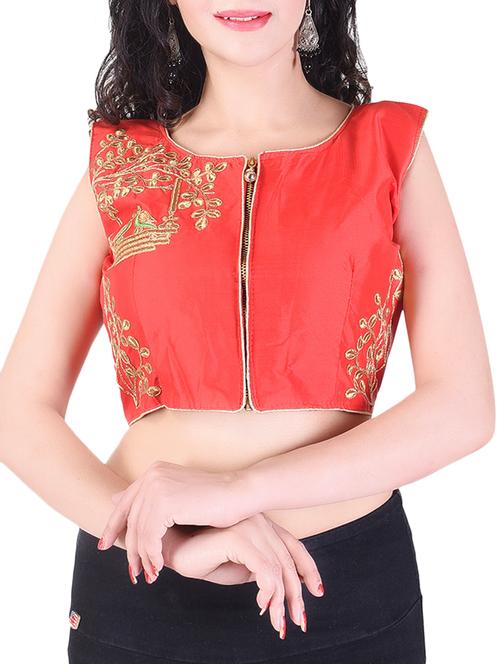 red silk embroidered blouse - 15073983 - Very Small Image - 1