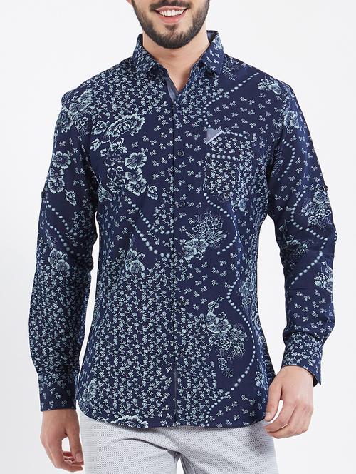 blue cotton casual shirt - 15074203 - Very Small Image - 1