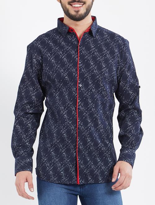 navy blue cotton casual shirt - 15074210 - Very Small Image - 1