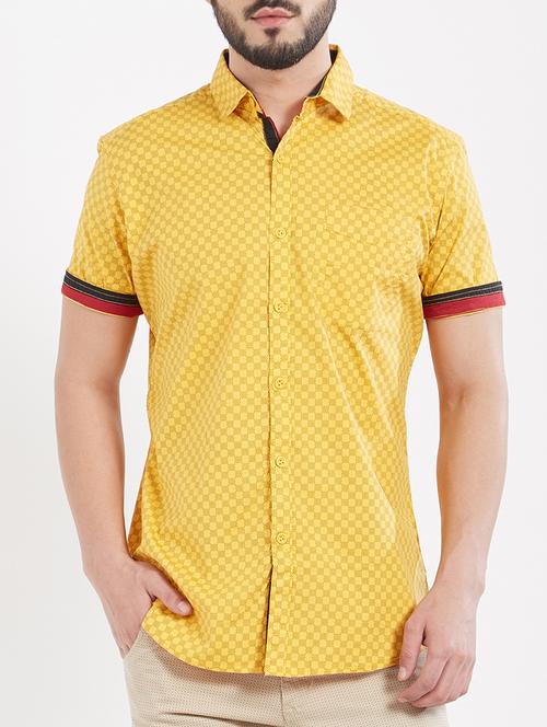 yellow cotton casual shirt - 15074226 - Very Small Image - 1