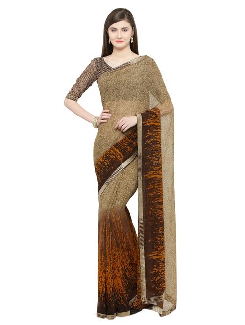 grey georgette printed saree - 15074288 - Very Small Image - 1