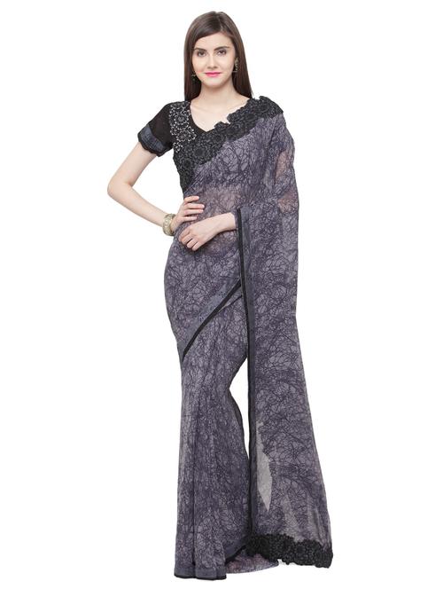 grey georgette printed saree - 15074306 - Very Small Image - 1