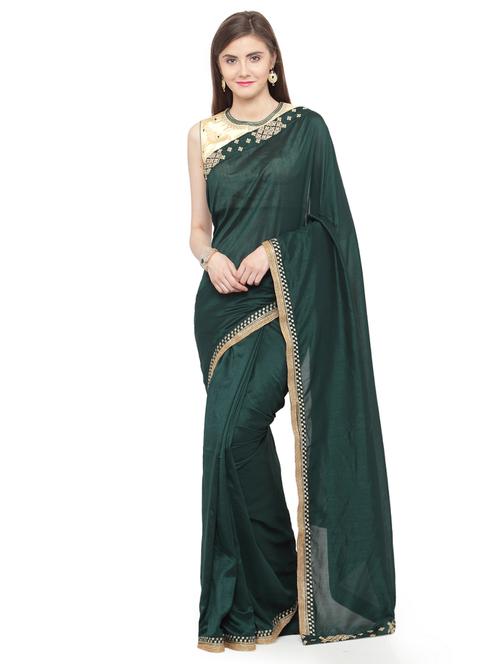lace bordered solid saree - 15074351 - Very Small Image - 1