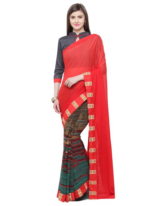 women's color block multi colored saree - 15074370 - Very Small Image - 1