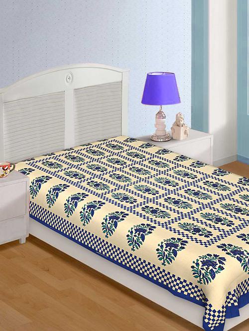 cotton traditional jaipuri single bedsheet - 15074435 - Very Small Image - 1