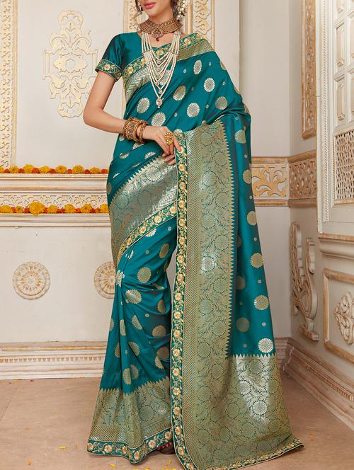 zari woven saree with blouse - 15074476 - Very Small Image - 1