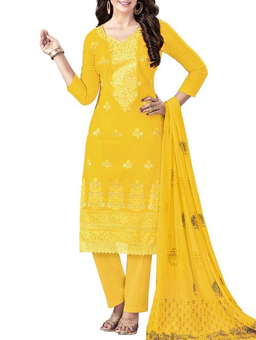 yellow straight unstitched pant suit - 15075006 - Very Small Image - 1