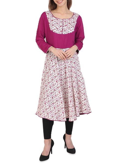 pink crepe flared kurta - 15075363 - Very Small Image - 1