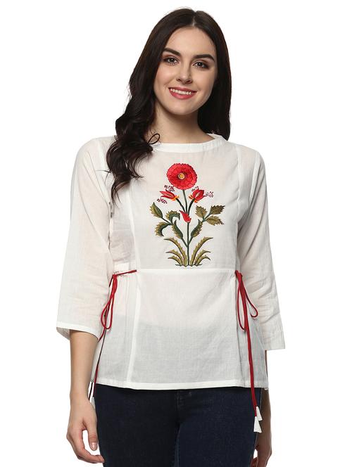tassel tie embroidered top - 15075850 - Very Small Image - 1
