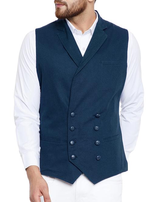 blue cotton waist coat - 15077406 - Very Small Image - 1