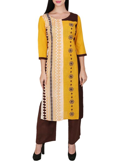 yellow viscose straight kurta - 15078472 - Very Small Image - 1