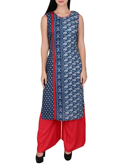 blue rayon straight kurta - 15078481 - Very Small Image - 1